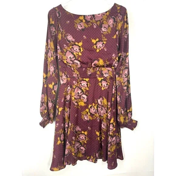 NWOT Free People Morning Light Mini Dress Burgundy Purple 10 - Picture 5 of 5